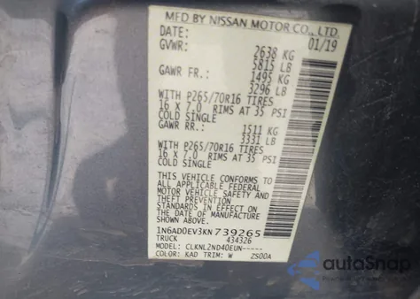 2019 Nissan Frontier Sv из США, поврежденный, VIN 1N6AD0EV3KN739265